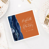 Agate Navy Blue Silver Burnt Oranje Weddenschap Servet