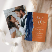 Agate Navy Blue Silver Burnt Sinaasappel Save the  Kaart