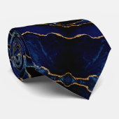 Agate Navy Blue Stropdas Gold Glitter Marble Gift (Opgerold)