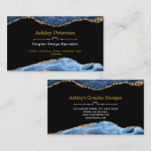 Agate Navy en Gold Faux Glitter Visitekaartje (Voorkant / Achterkant)
