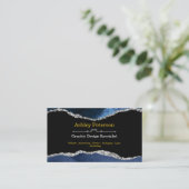 Agate Navy en Silver Faux Glitter Visitekaartje (Staand voorkant)