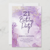 Agate Navy Paarse en gouden 21e verjaardag Kaart (Voorkant)