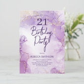 Agate Navy Paarse en gouden 21e verjaardag Kaart (Staand voorkant)