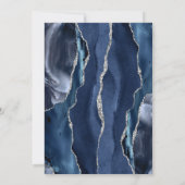 Agate Navyblauw Zilver Moderne Scriptie Bruiloft Save The Date (Achterkant)