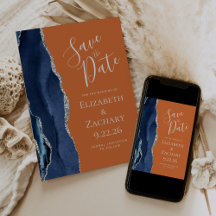 Agate Navyblauw Zilver Verbrand Oranje Save the Da