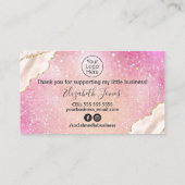 Agate on roze glitter Bedankt voor je aankoop Visitekaartje (Achterkant)