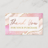 Agate on roze glitter Bedankt voor je aankoop Visitekaartje (Voorkant)