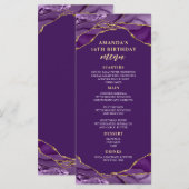 Agate ontwerp paarse en gouden menu (Voorkant / Achterkant)