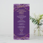 Agate ontwerp paarse en gouden menu (Staand voorkant)