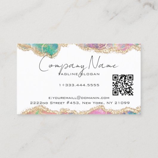 Agate Opal Borders Overlays Visitekaartje (Achterkant)