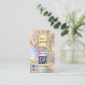 Agate opal logo foto Qr code social media premium Visitekaartje (Staand voorkant)