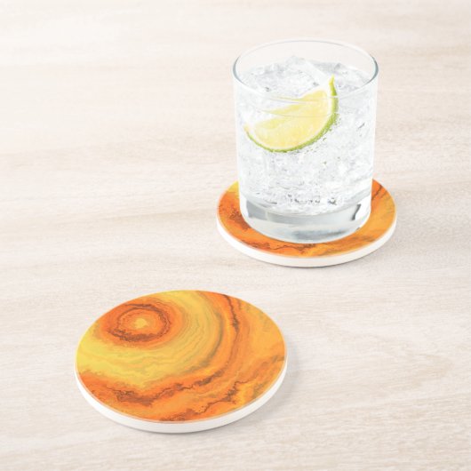 AGATE ORANJE & GOLD ZANDSTEEN ONDERZETTER (Zijkant)