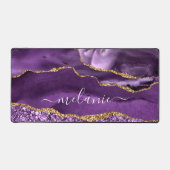 Agate Paars Gold Glitter Marble Bureaumat (Voorkant)