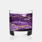 Agate Paars Gold Glitter Marble Whisky Glas (Achterkant)