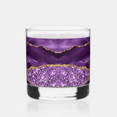 Agate Paars Gold Glitter Marble Whisky Glas (Links)