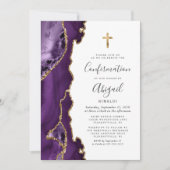 Agate Paars Goud Glitter Confirmatie Kaart (Voorkant)