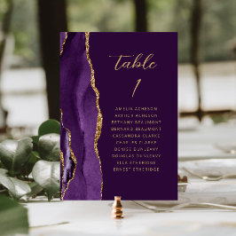 Agate Paars Goud Pruim Modern Schrift Huwelijk Kaart