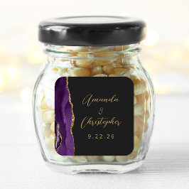 Agate Paars Goud Schrift Donkere Bruiloft Vierkante Sticker