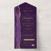Agate Paars Goud Schrift Plum All In One Uitnodiging (Binnen)