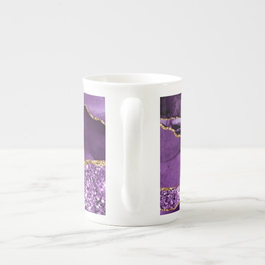 Agate Paars Violet Gold Glitter Geode Mok Naam (Achterkant)