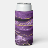 Agate Paars Violet Gold Glitter Name Koelbox Seltzer Blikjeskoeler (Seltzer Voorkant)