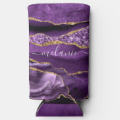 Agate Paars Violet Gold Glitter Name Koelbox Seltzer Blikjeskoeler (Voorkant)