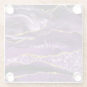 Agate Paars Violet Gold Marble Name Glass Onderzet Glazen Onderzetter (Achterkant)