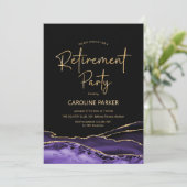 Agate Paarse Black Gold Pensioen Partij Kaart (Staand voorkant)