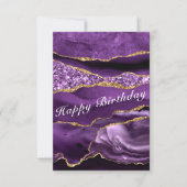 Agate Paarse en Gouden Verjaardagskaart Glitter Ma Kaart (Voorkant)