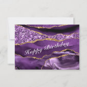 Agate Paarse en Gouden Verjaardagskaart Glitter Ma Kaart (Achterkant)