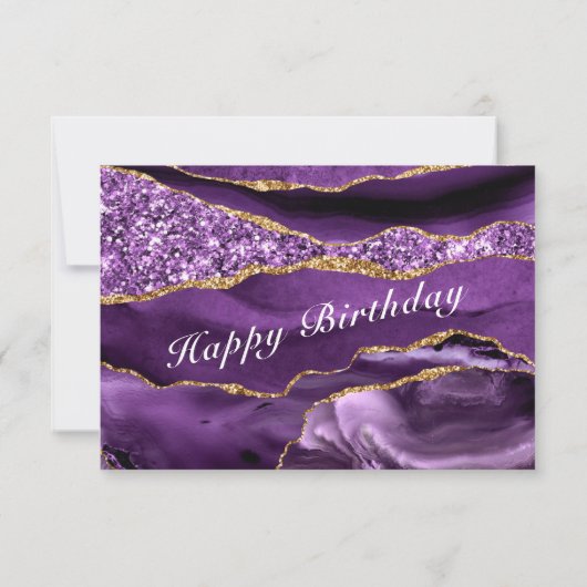 Agate Paarse en Gouden Verjaardagskaart Glitter Ma Kaart (Achterkant)