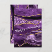 Agate Paarse en Gouden Verjaardagskaart Glitter Ma Kaart (Voorkant / Achterkant)