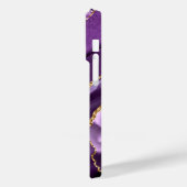 Agate Paarse Gold Glitter Jouw naam iPhone Case (Achterkant / Links)