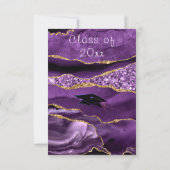 Agate Paarse Gold Marble Afstuderen Invitation Notitiekaartje (Achterkant)