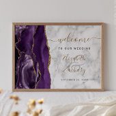 Agate Paarse Gold Marble Wedding Welkom Poster