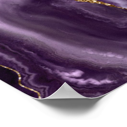 Agate Paarse Gold Marble Wedding Welkom Poster (Hoek)