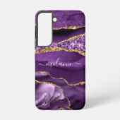 Agate Paarse Goud Sparkly Marble Custom Name Samsung Galaxy Hoesje (Achterkant)
