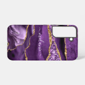 Agate Paarse Goud Sparkly Marble Custom Name Samsung Galaxy Hoesje (Achterkant horizontaal)
