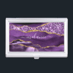 Agate Paarse gouden aangepaste naam visitekaartje  Visitekaarthouder<br><div class="desc">Visitekaartkoffers met Agaat Paarse Violet Gold Glitter Geode Custom Name Sparkle Marble Gepersonaliseerde Verjaardag - Jubileum visitekaartkoffers / Gift / Suppliest - Jouw namen toevoegen - Tekst of Verwijderen - Maak uw speciale cadeau - Formaat wijzigen en verplaatsen of verwijderen en tekst / elementen toevoegen met aanpassingstool. Ontwerp door MIGNED....</div>