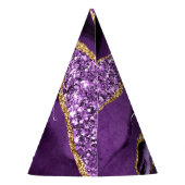 Agate Paarse Gouden Glitter Aangepaste Naam Partij Feesthoedjes (Achterkant)