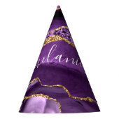 Agate Paarse Gouden Glitter Aangepaste Naam Partij Feesthoedjes (Voorkant)