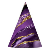 Agate Paarse Gouden Glitter Aangepaste Naam Partij Feesthoedjes (Links)