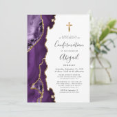 Agate Paarse Gouden Glitter Bevestiging Kaart (Staand voorkant)