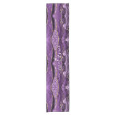Agate Paarse Gouden Glitter Jouw naam Tafelloper (Voorkant)
