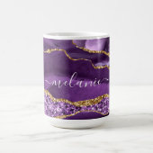 Agate Paarse Gouden Glitter Koffie Mok Custom Name (Center)