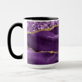 Agate Paarse Gouden Glitter Naam Koffie Mok (Links)