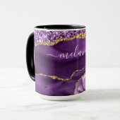 Agate Paarse Gouden Glitter Naam Koffie Mok (Voorkant links)