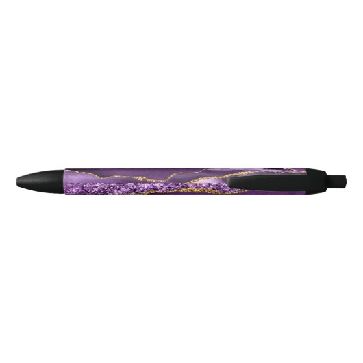 Agate Paarse Gouden Glitter Pen met Aangepaste Naa (Achterkant)
