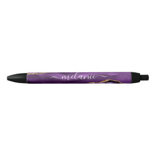 Agate Paarse Gouden Glitter Pen met Aangepaste Naa