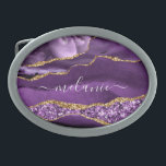 Agate Paarse Gouden Marmer Aangepaste Naam Belt ge Gesp<br><div class="desc">Gepersonaliseerde Aangepaste Naam Riem gesp met Agaat Paarse Violet Gouden Glitter Geode Marmeren Riem Sluitingen - Uw Verjaardag - Jubileum of Huwelijkscadeau / Suppliest - Jouw naam toevoegen - Tekst of Verwijderen - Maak Uw Speciale Gift - Vergroot en verplaats of verwijder en voeg tekst / elementen toe met het...</div>